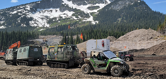 Hagglund Vehicles Parked on a line