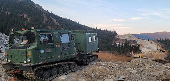 Hagglund Vehicles Parked on the Mountain Ranges